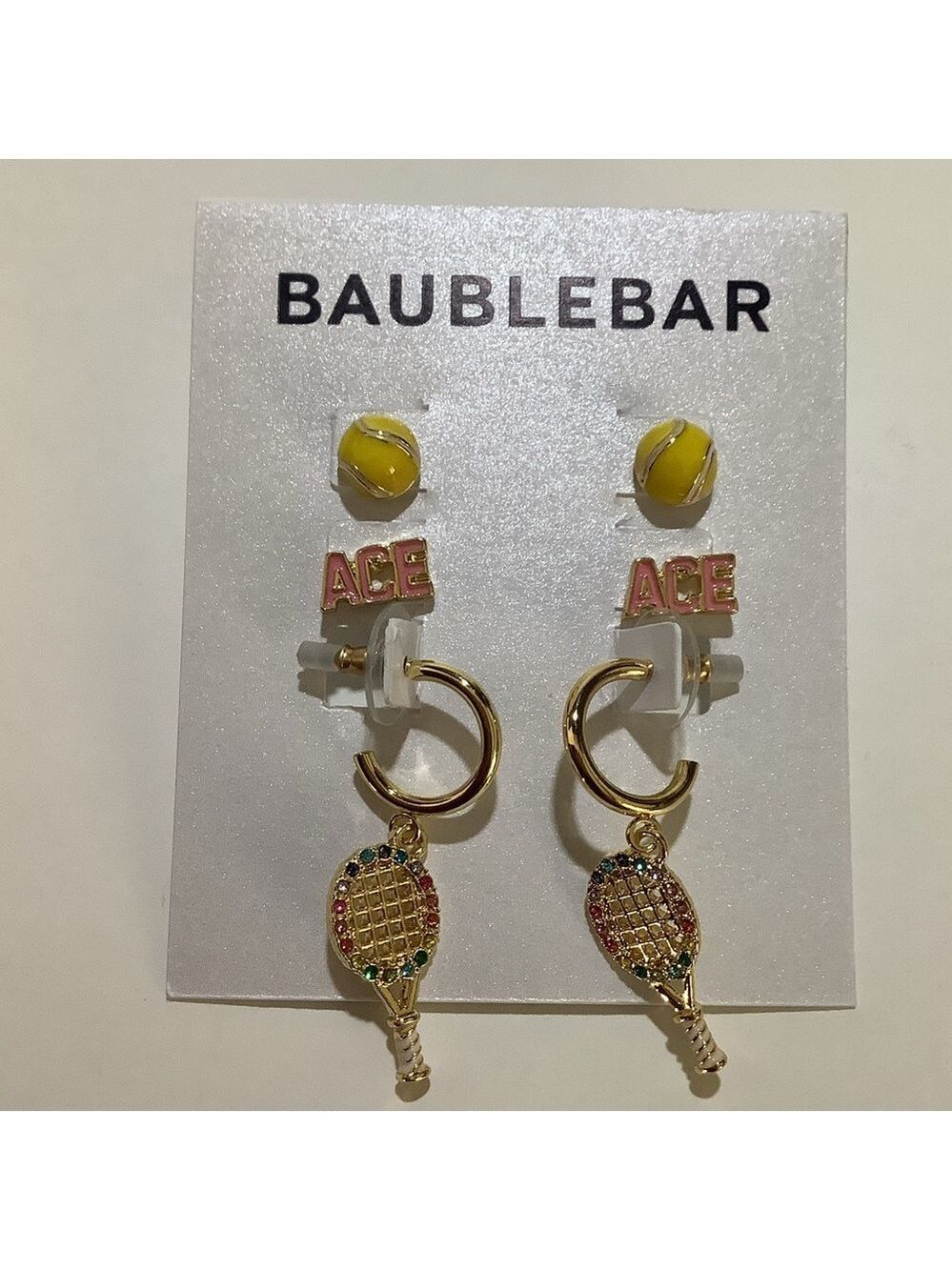 BaubleBar Tennis Lovers Earrings Set Of 3 New